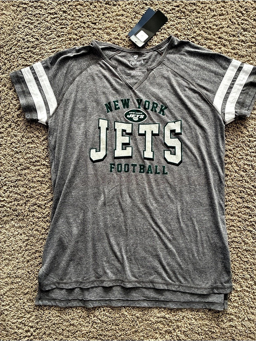 Fanatics New York Jets Fanatics Branded Women's Stripe V-Neck T-Shirt Stripe